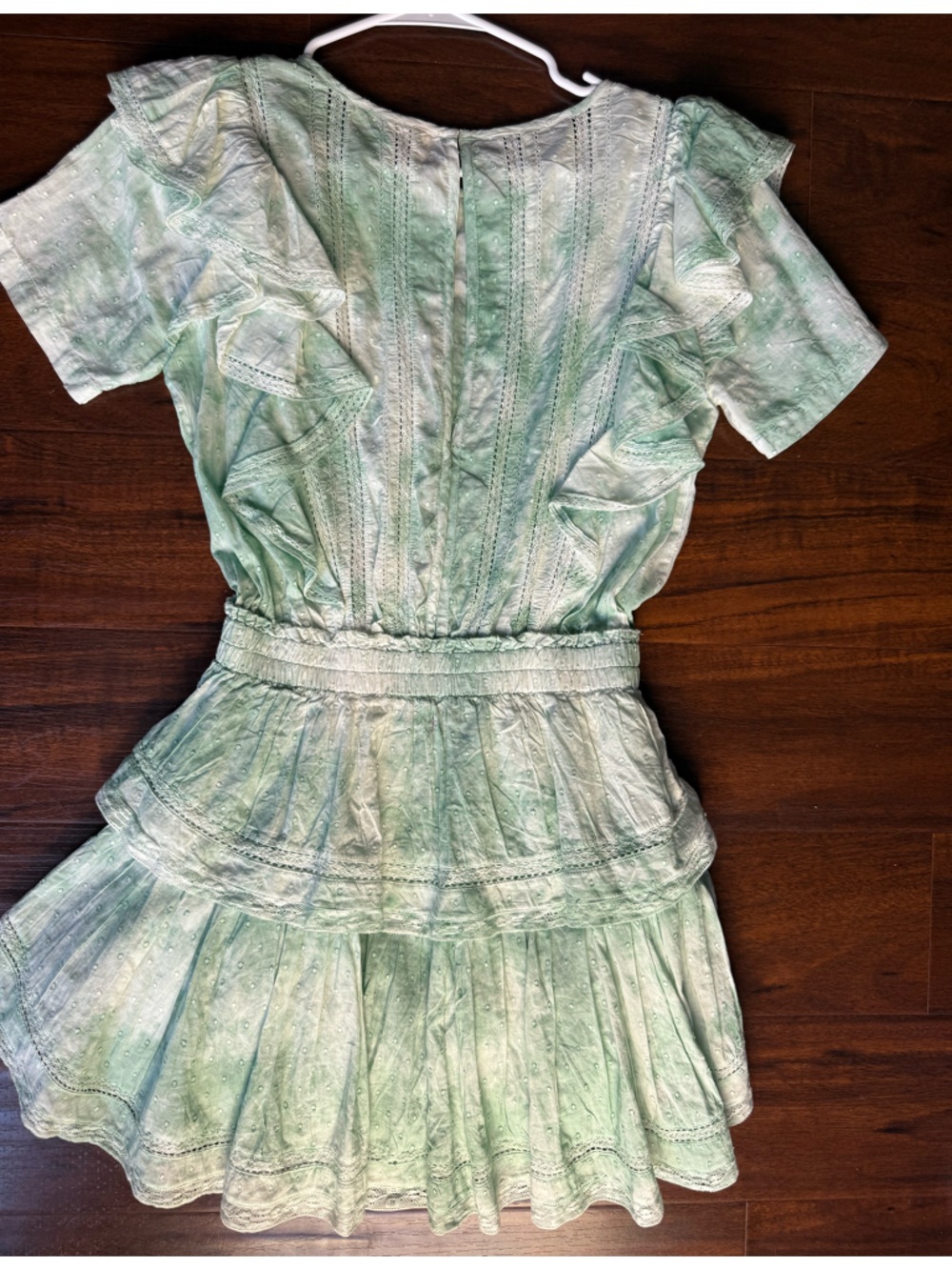 LoveShackFancy Natasha Ruffle Mini Dress size XS in preppy green - Picture 4 of 9